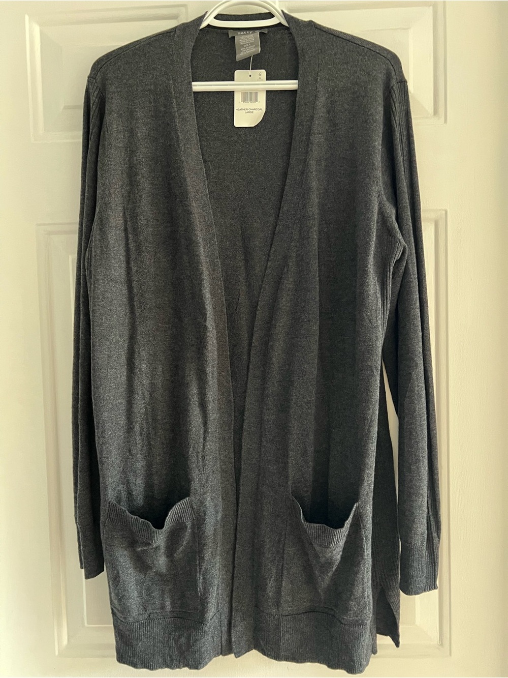 Matty M Charcoal Open-Front Long Cardigan